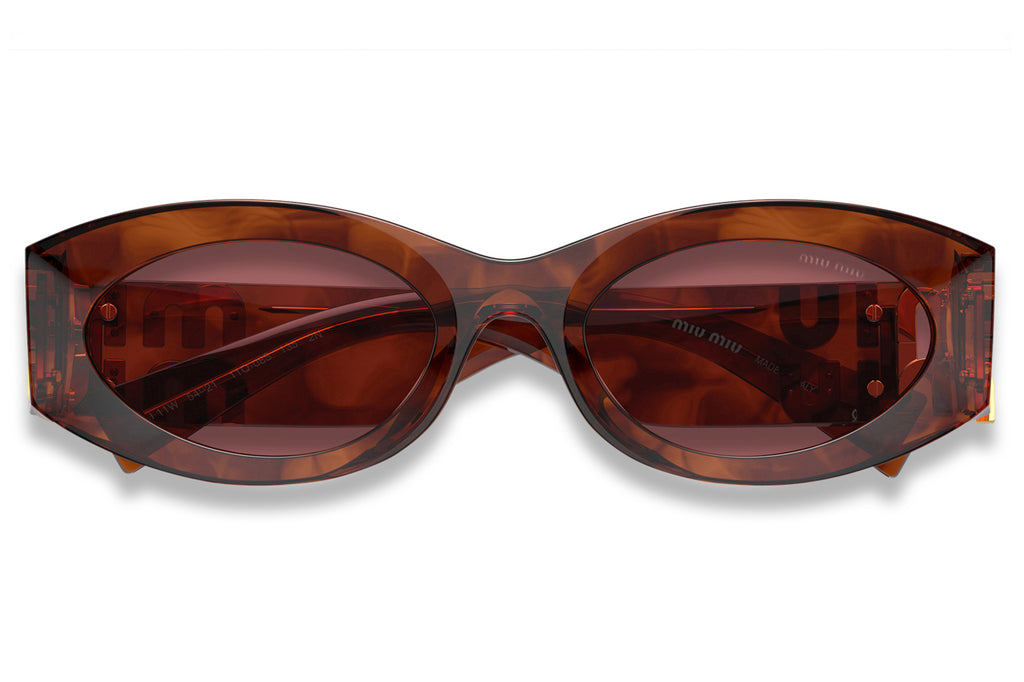 Miu Miu - MU 11WS Sunglasses Striped Tobacco with Dark Violet Lenses (11Q08S)