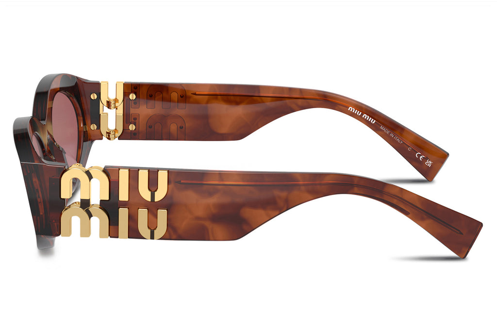 Miu Miu - MU 11WS Sunglasses Striped Tobacco with Dark Violet Lenses (11Q08S)