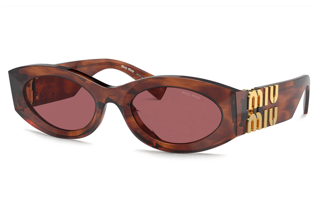 Miu Miu - MU 11WS Sunglasses Striped Tobacco with Dark Violet Lenses (11Q08S)