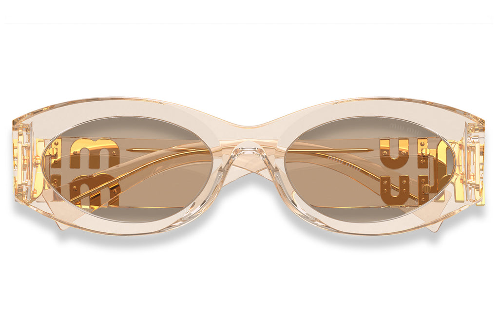 Miu Miu - MU 11WS Sunglasses Transparent Sand with Dark Brown Lenses (11T40F)