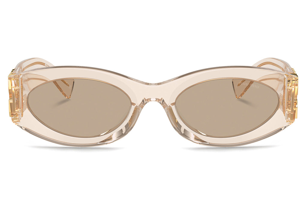 Miu Miu - MU 11WS Sunglasses Transparent Sand with Dark Brown Lenses (11T40F)