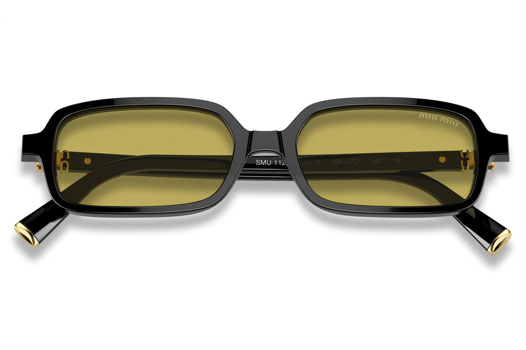 Miu Miu - MU 11ZSF (Low Bridge Fit) Sunglasses Black with Olive Green Lenses (16K07O)