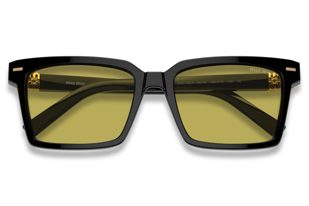 Miu Miu - MU 13ZSF (Low Bridge Fit) Sunglasses Black with Olive Green Lenses (16K07O)