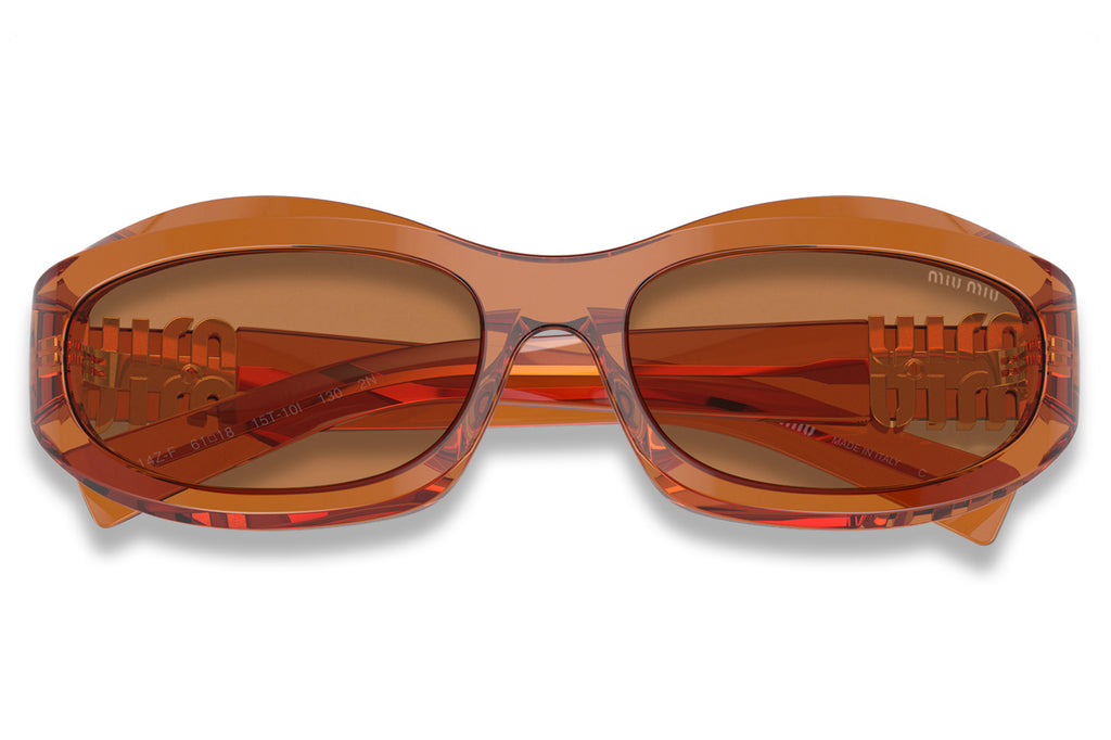 Miu Miu - MU 14ZSF (Low Bridge Fit) Sunglasses Transparent Caramel with Brown Lenses (15T10I)