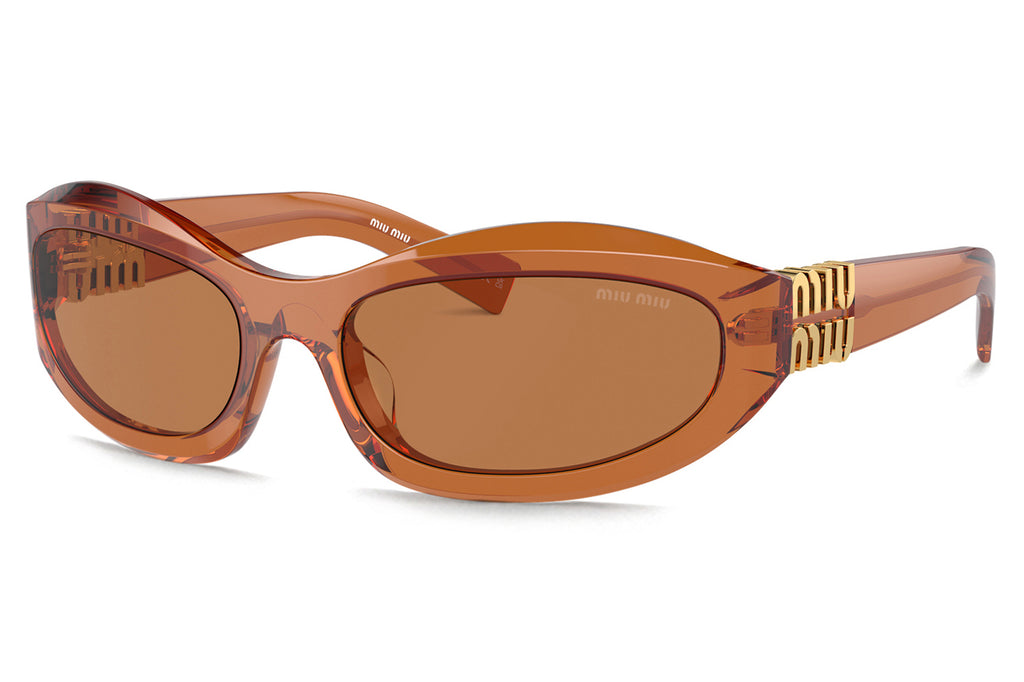 Miu Miu - MU 14ZSF (Low Bridge Fit) Sunglasses Transparent Caramel with Brown Lenses (15T10I)