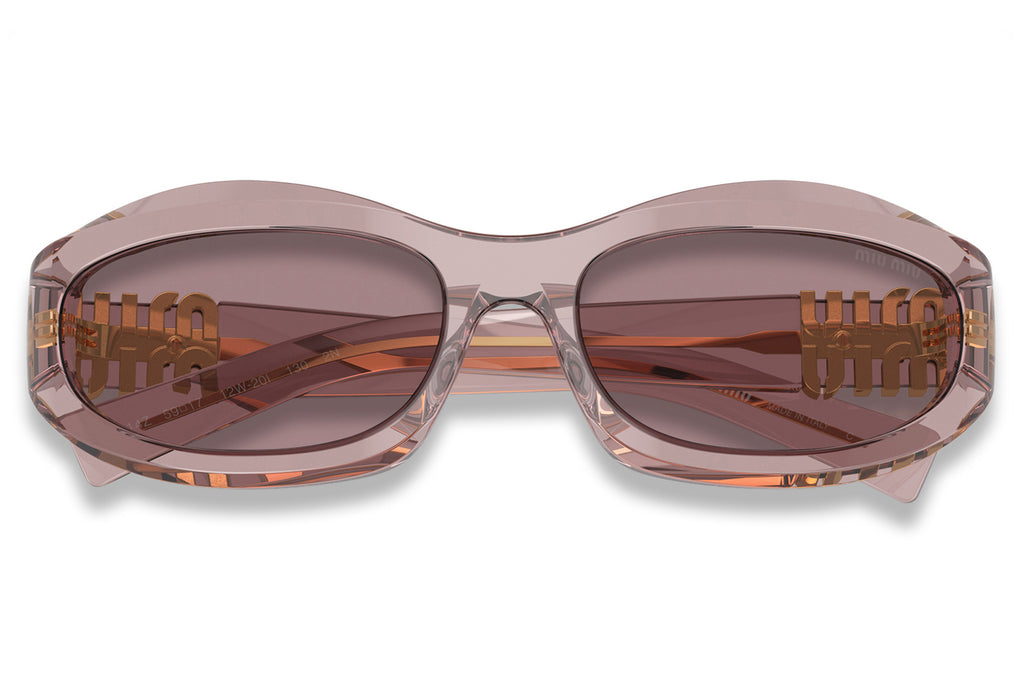 Miu Miu - MU 14ZS Sunglasses Transparent Mauve with Light Purple Brown Lenses (12W20I)