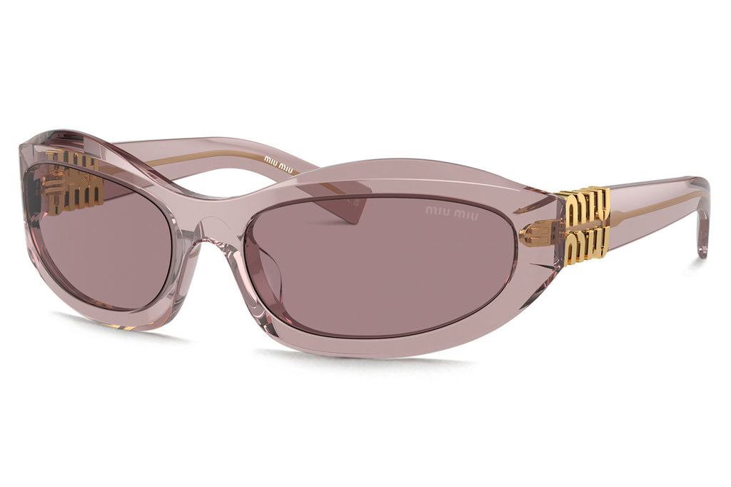 Miu Miu - MU 14ZS Sunglasses Transparent Mauve with Light Purple Brown Lenses (12W20I)