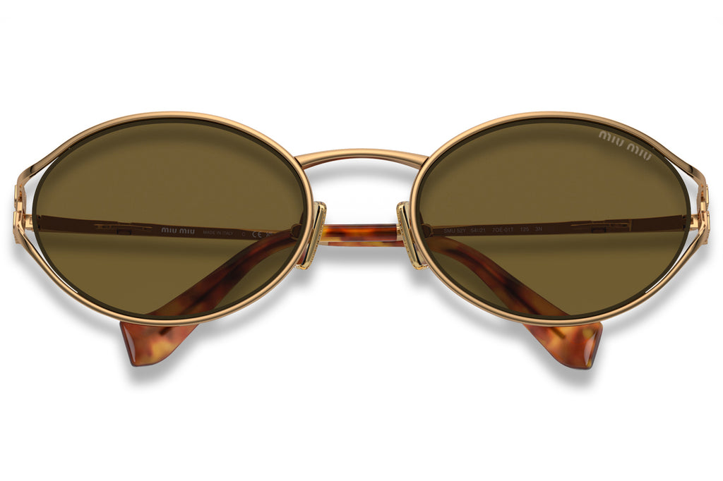 Miu Miu - MU 52YS Sunglasses Brass Gold with Dark Brown Lenses (7OE01T)