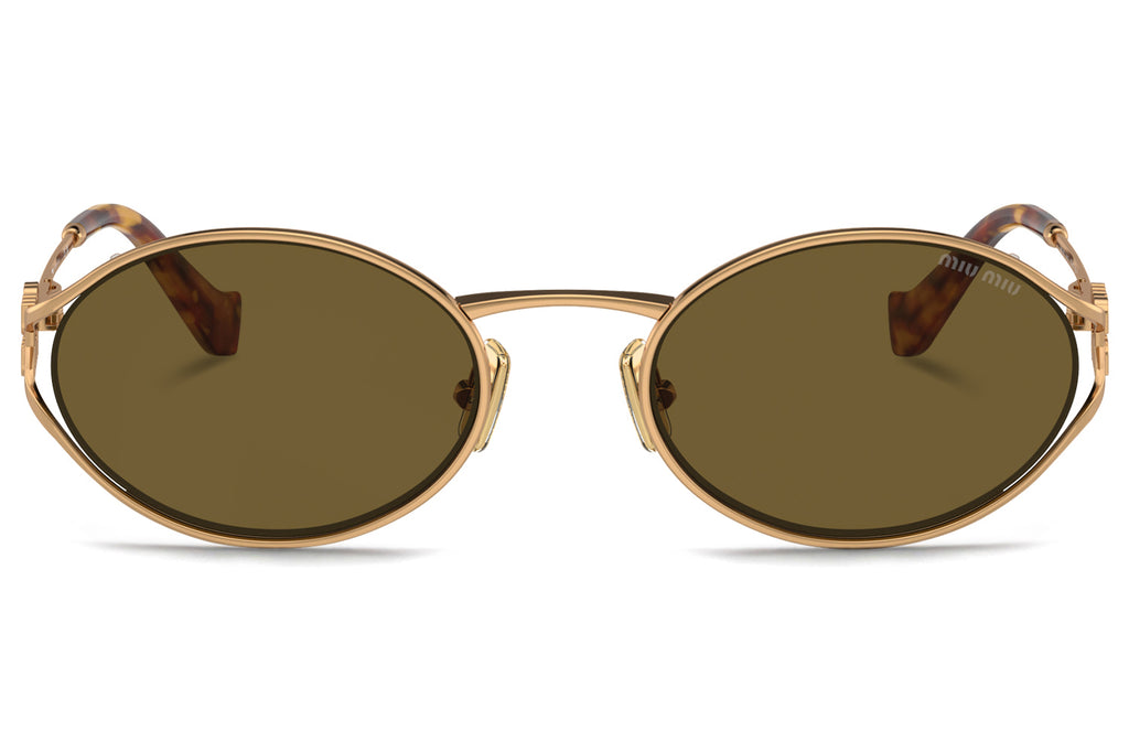 Miu Miu - MU 52YS Sunglasses Brass Gold with Dark Brown Lenses (7OE01T)
