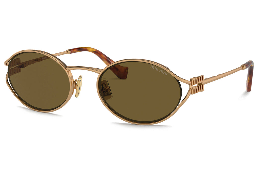 Miu Miu - MU 52YS Sunglasses Brass Gold with Dark Brown Lenses (7OE01T)