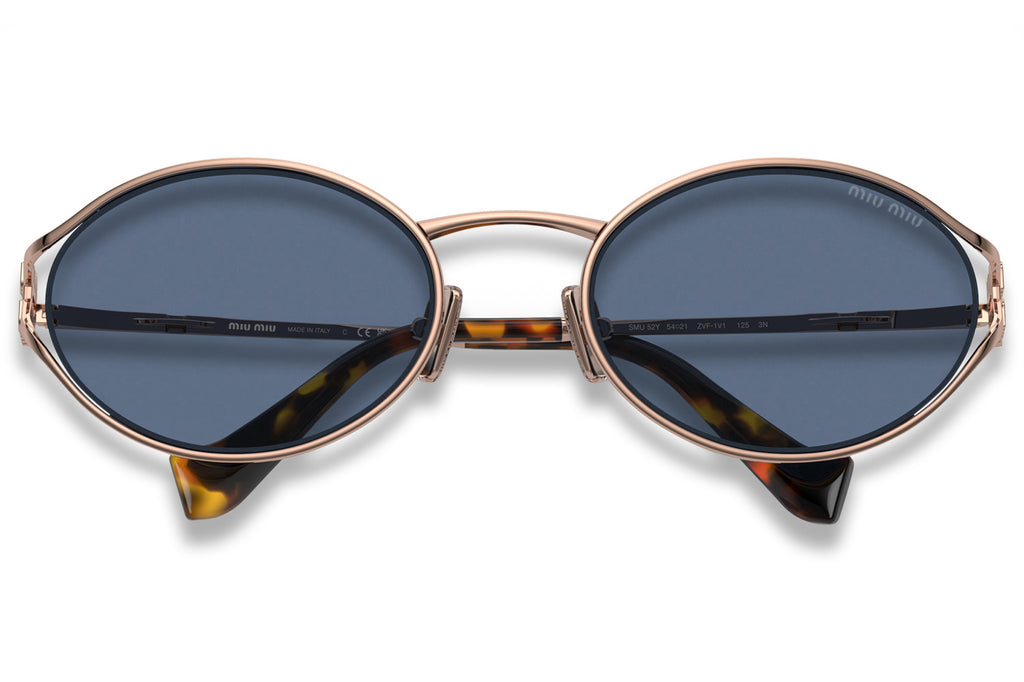 Miu Miu - MU 52YS Sunglasses Pink Gold with Dark Blue Lenses (ZVF1V1)