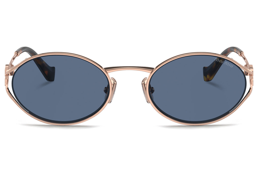 Miu Miu - MU 52YS Sunglasses Pink Gold with Dark Blue Lenses (ZVF1V1)