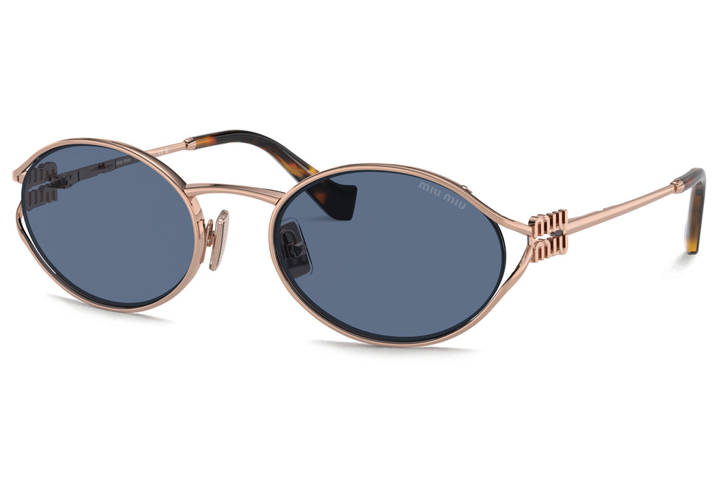 Miu Miu - MU 52YS Sunglasses Pink Gold with Dark Blue Lenses (ZVF1V1)