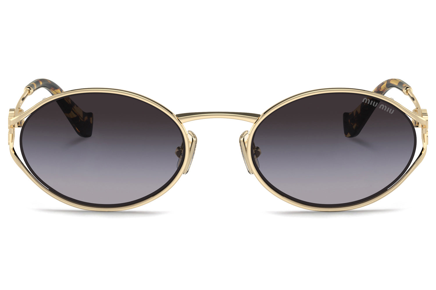New MIU MIU Sunglasses Gold Oval Green Lens 54mm Oval Metal Loden Green Lenses Miu Miu Logo Sunglasses | Miu Miu main image 4