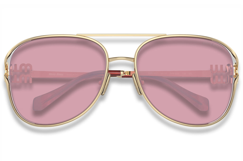 Miu Miu - MU 52ZS Sunglasses Pale Gold with Dark Pink Mirror Lenses (ZVN50D)