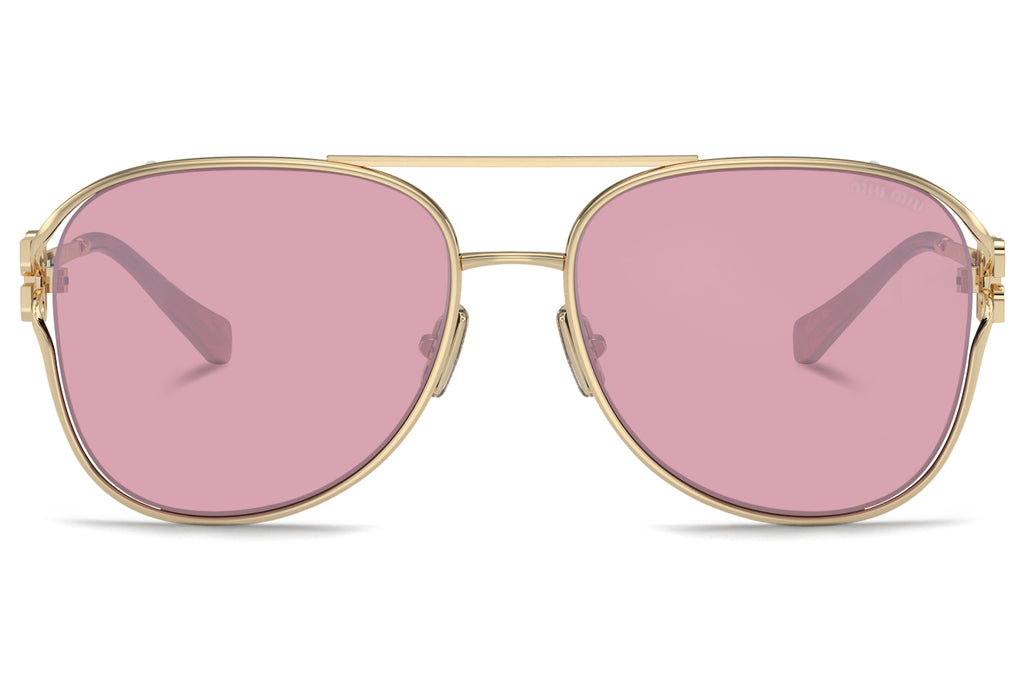Miu Miu - MU 52ZS Sunglasses Pale Gold with Dark Pink Mirror Lenses (ZVN50D)