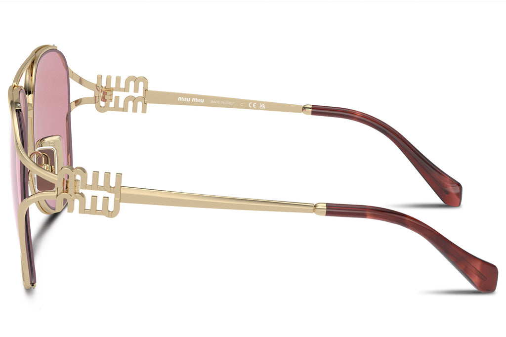 Miu Miu - MU 52ZS Sunglasses Pale Gold with Dark Pink Mirror Lenses (ZVN50D)