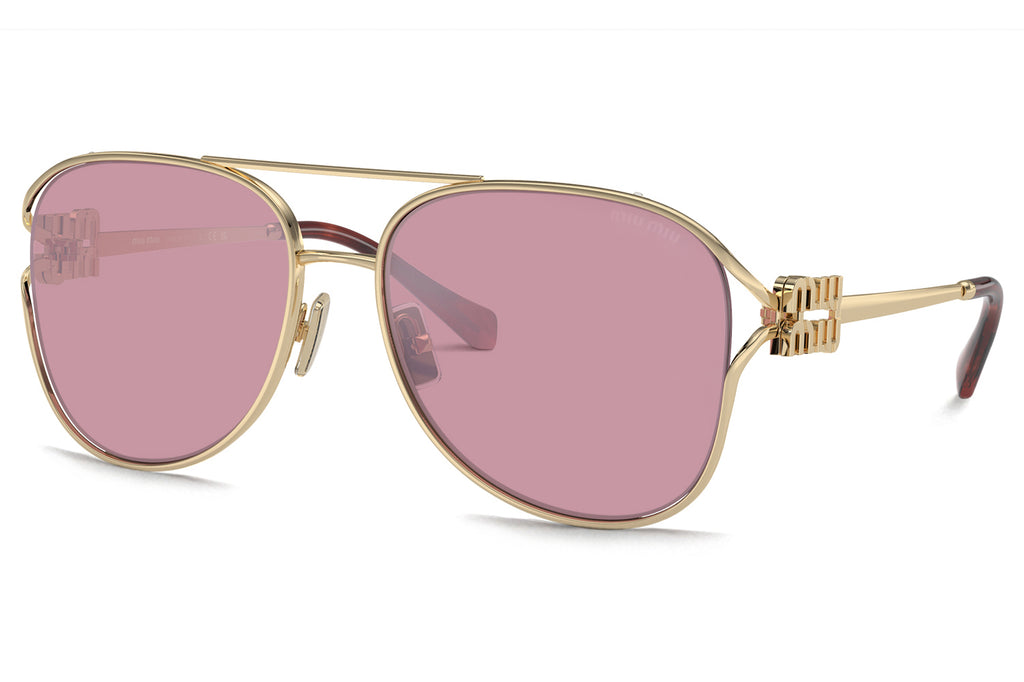 Miu Miu - MU 52ZS Sunglasses Pale Gold with Dark Pink Mirror Lenses (ZVN50D)