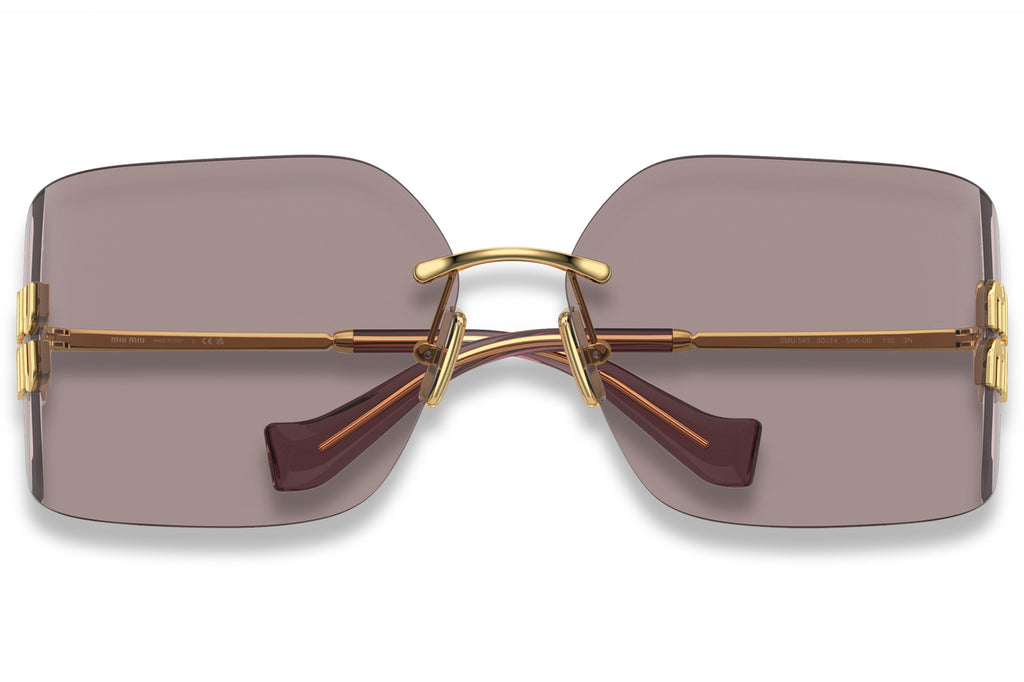 Miu Miu - MU 54YS Sunglasses Gold with Light Purple Brown Lenses (5AK06I)