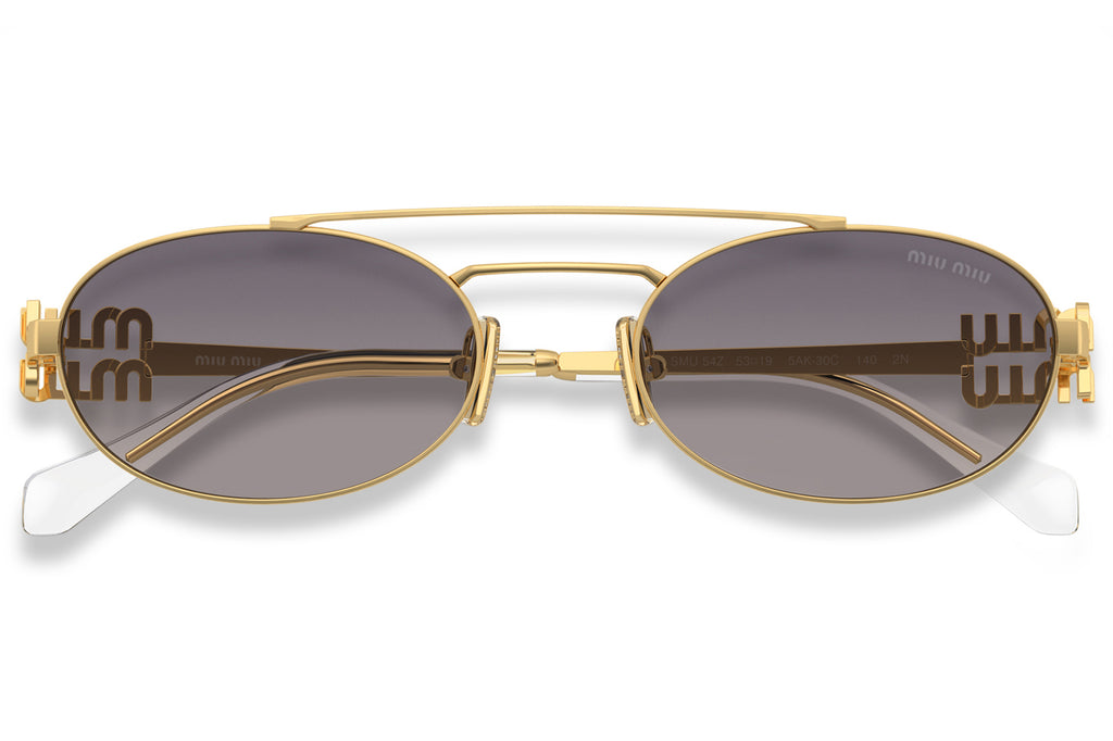 Miu Miu - MU 54ZS Sunglasses Gold with Grey Gradient Mirror Lenses (5AK30C)