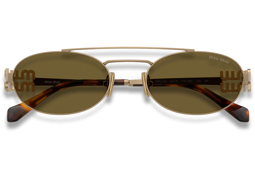 Miu Miu - MU 54ZS Sunglasses Brass Gold with Dark Brown Lenses (7OE09Z)