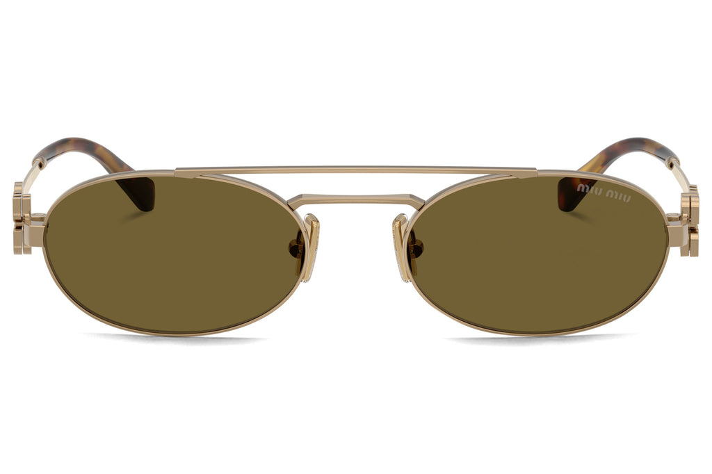 Miu Miu - MU 54ZS Sunglasses Brass Gold with Dark Brown Lenses (7OE09Z)