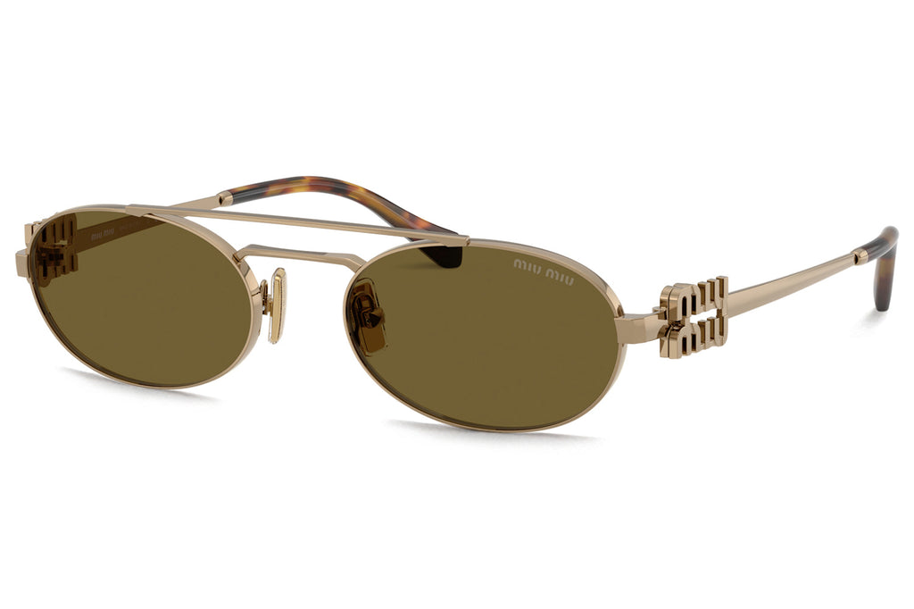 Miu Miu - MU 54ZS Sunglasses Brass Gold with Dark Brown Lenses (7OE09Z)