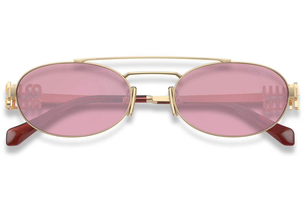 Miu Miu - MU 54ZS Sunglasses Pale Gold with Dark Pink Silver Lenses (ZVN50D)