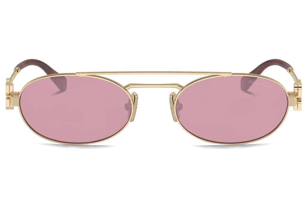 Miu Miu - MU 54ZS Sunglasses Pale Gold with Dark Pink Silver Lenses (ZVN50D)