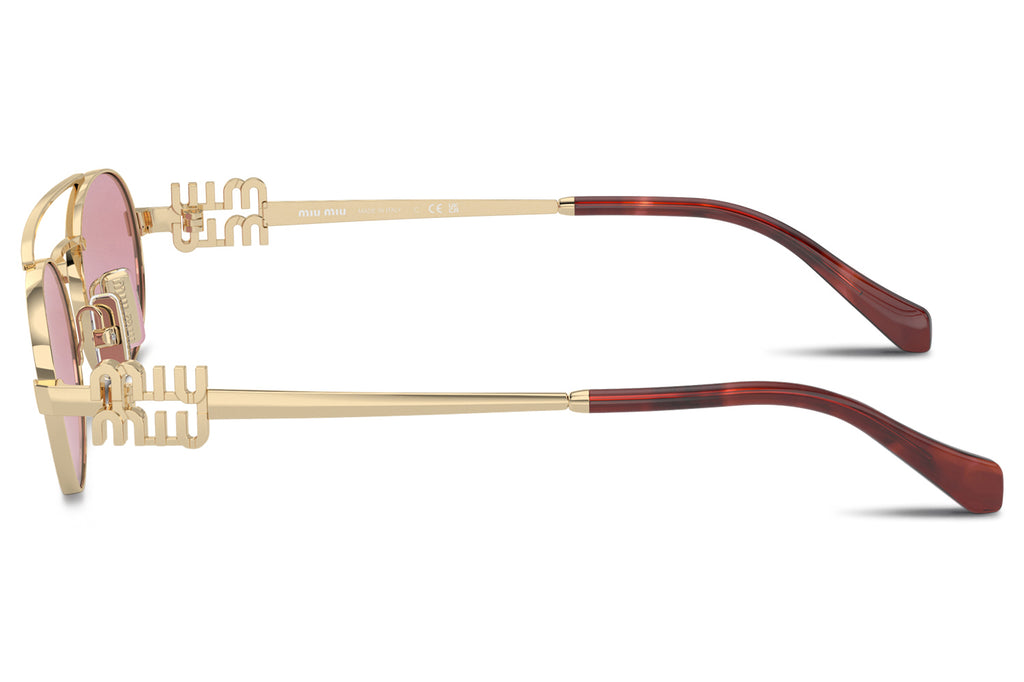 Miu Miu - MU 54ZS Sunglasses Pale Gold with Dark Pink Silver Lenses (ZVN50D)