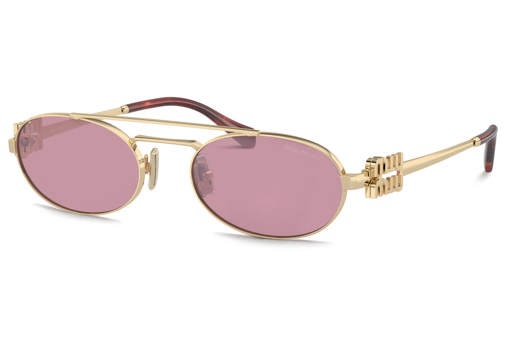 Miu Miu - MU 54ZS Sunglasses Pale Gold with Dark Pink Silver Lenses (ZVN50D)