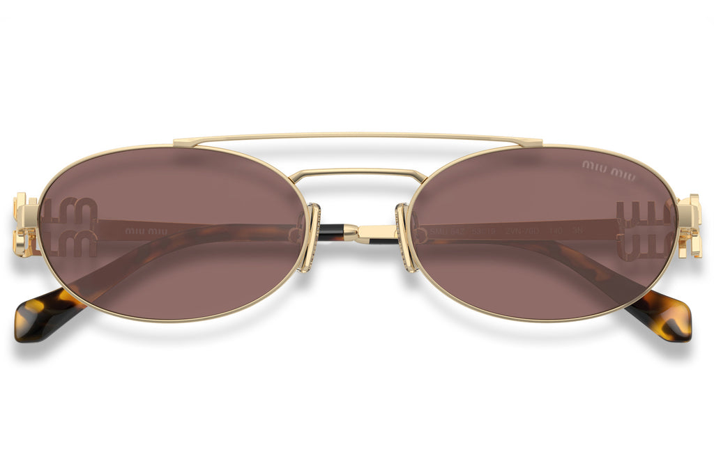 Miu Miu - MU 54ZS Sunglasses Pale Gold with Brown Silver Lenses (ZVN70D)
