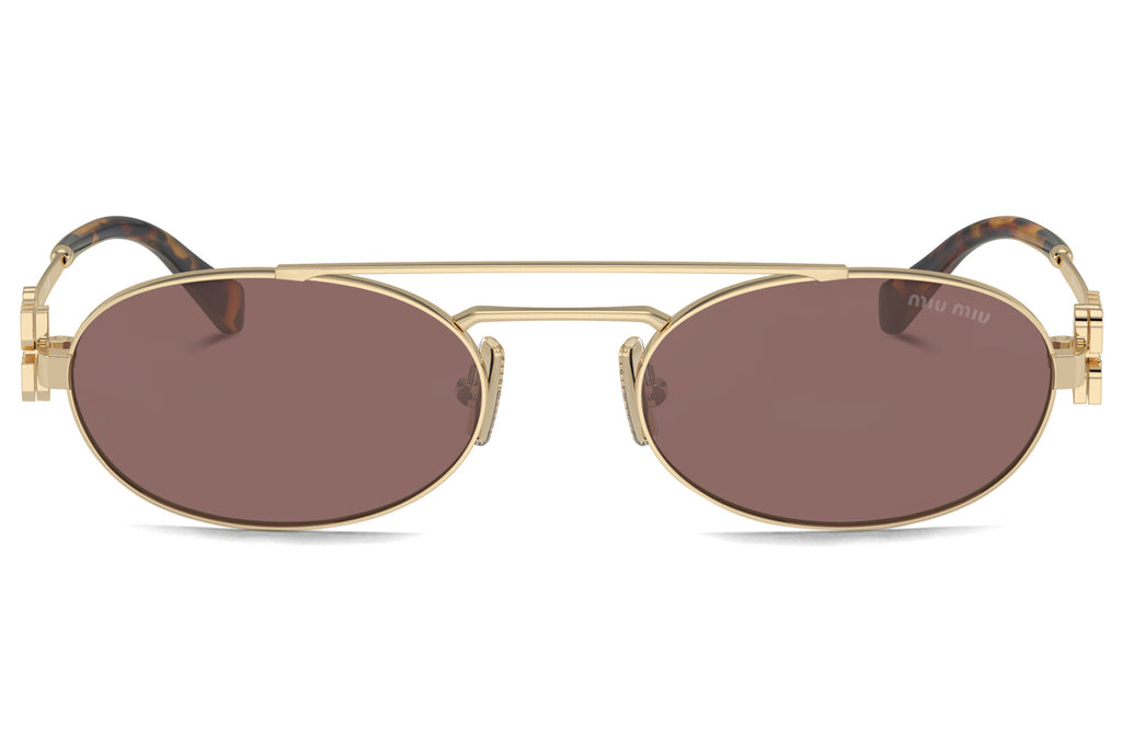 Miu Miu - MU 54ZS Sunglasses Pale Gold with Brown Silver Lenses (ZVN70D)