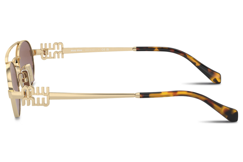 Miu Miu - MU 54ZS Sunglasses Pale Gold with Brown Silver Lenses (ZVN70D)