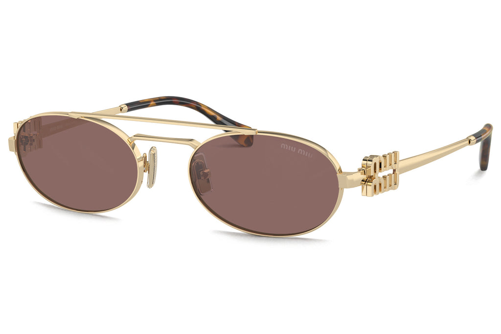 Miu Miu - MU 54ZS Sunglasses Pale Gold with Brown Silver Lenses (ZVN70D)