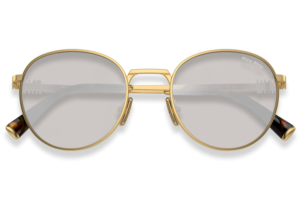 Miu Miu - MU 55ZS Sunglasses Gold with Light Grey Mirror Silver Lenses (5AK07F)