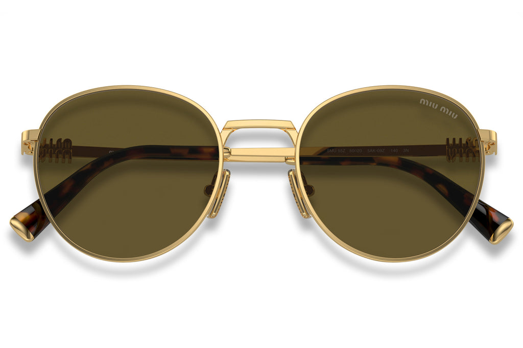 Miu Miu - MU 55ZS Sunglasses Gold with Dark Brown Lenses (5AK09Z)