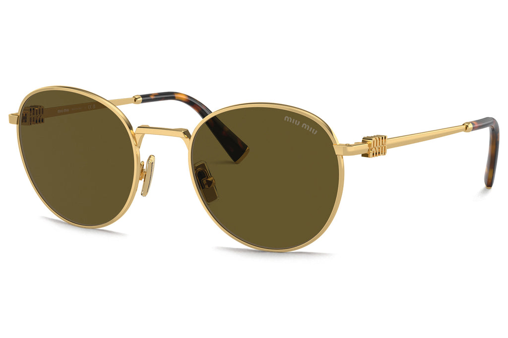 Miu Miu - MU 55ZS Sunglasses Gold with Dark Brown Lenses (5AK09Z)