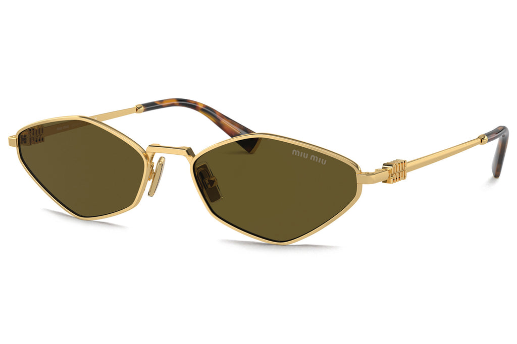 Miu Miu - MU 56ZS Sunglasses Gold with Dark Brown Lenses (5AK09Z)