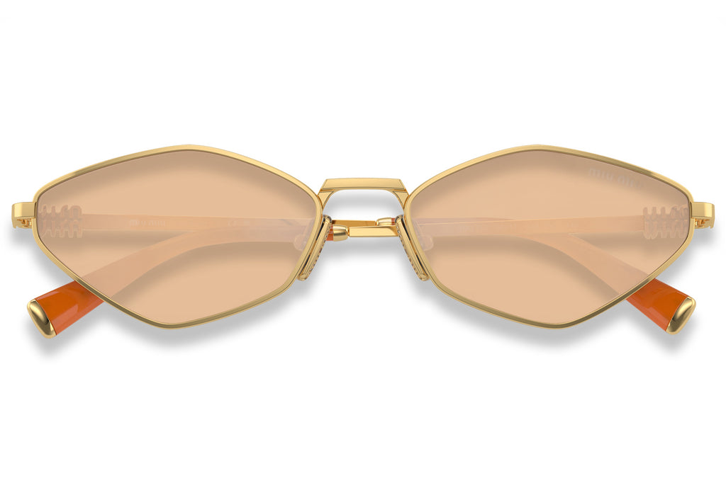 Miu Miu - MU 56ZS Sunglasses Gold with Light Orange Mirror Silver Lenses (5AK40D)