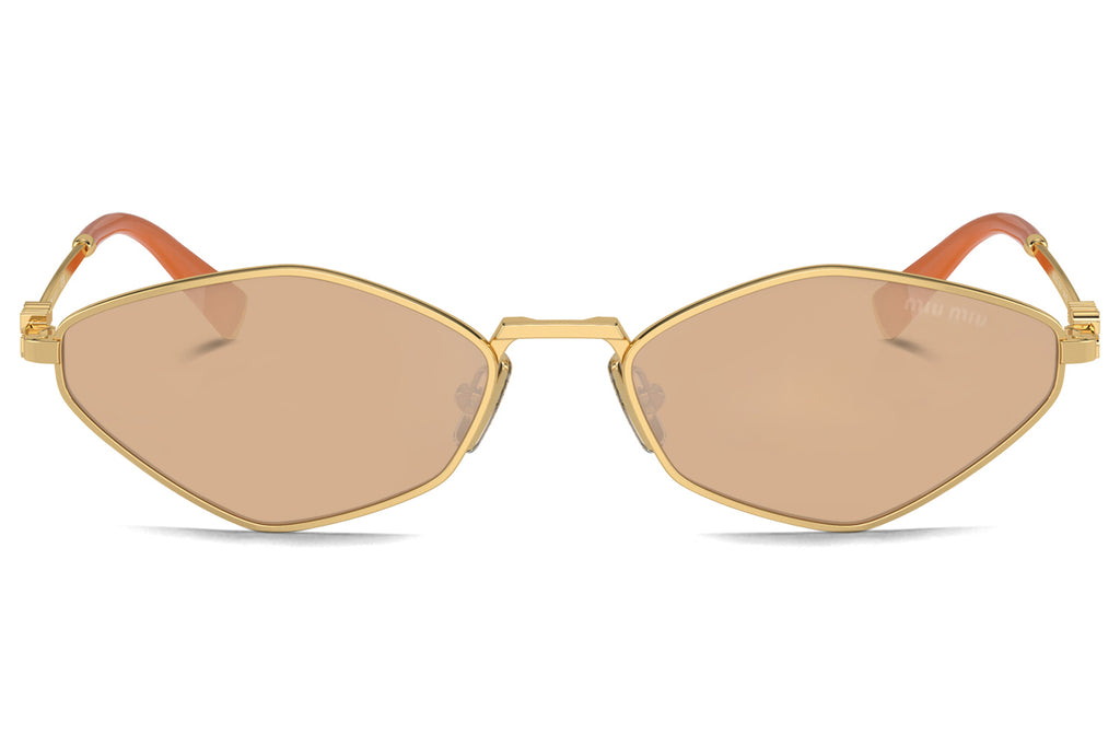 Miu Miu - MU 56ZS Sunglasses Gold with Light Orange Mirror Silver Lenses (5AK40D)