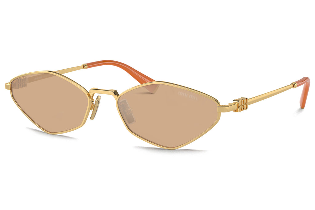 Miu Miu - MU 56ZS Sunglasses Gold with Light Orange Mirror Silver Lenses (5AK40D)