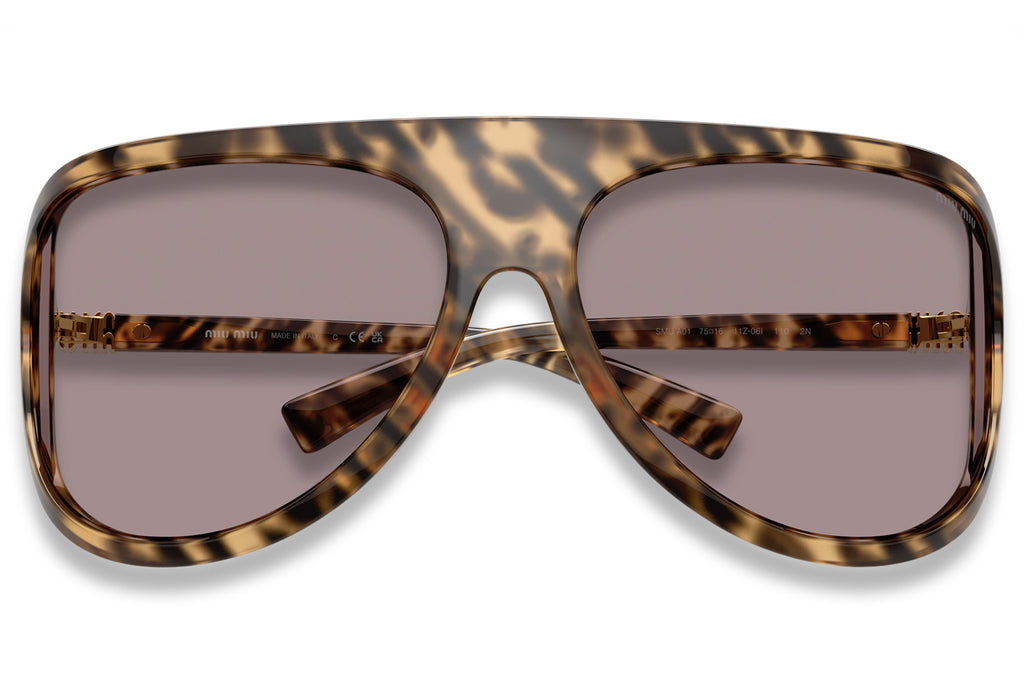 Miu Miu - MU A01S Sunglasses Havana with Light Purple Brown Lenses (11Z06I)