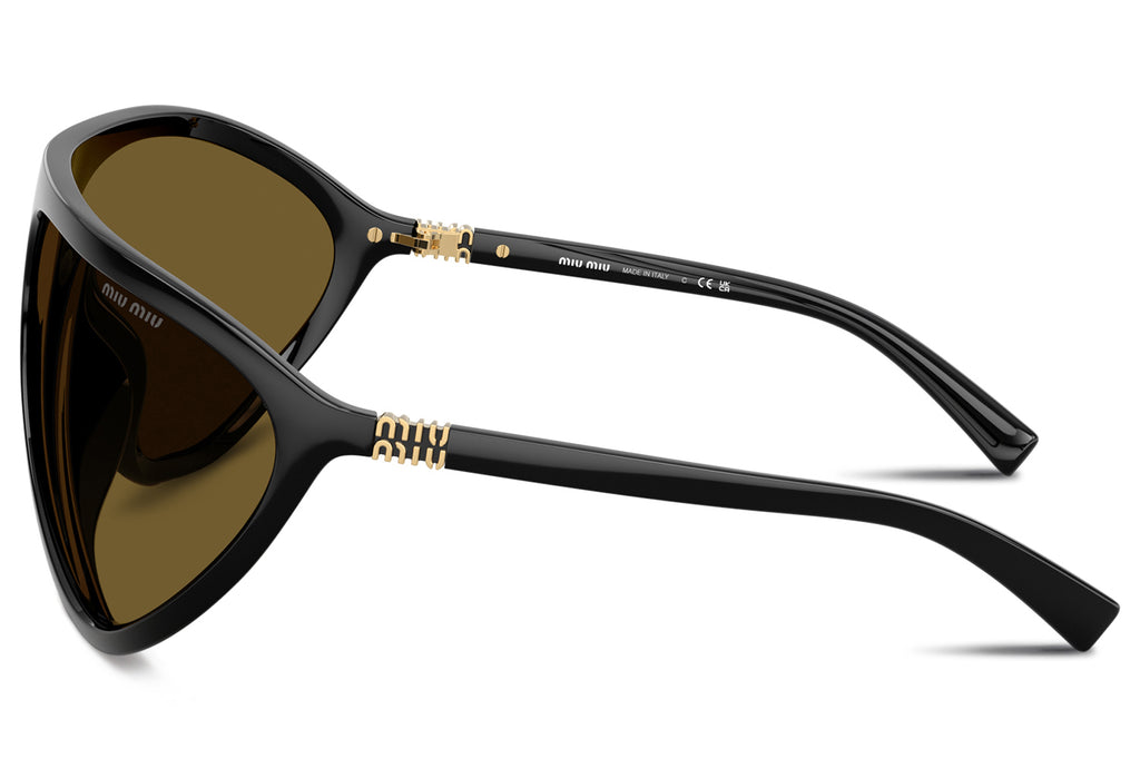 Miu Miu - MU A01S Sunglasses Black with Dark Brown Lenses (1AB01T)