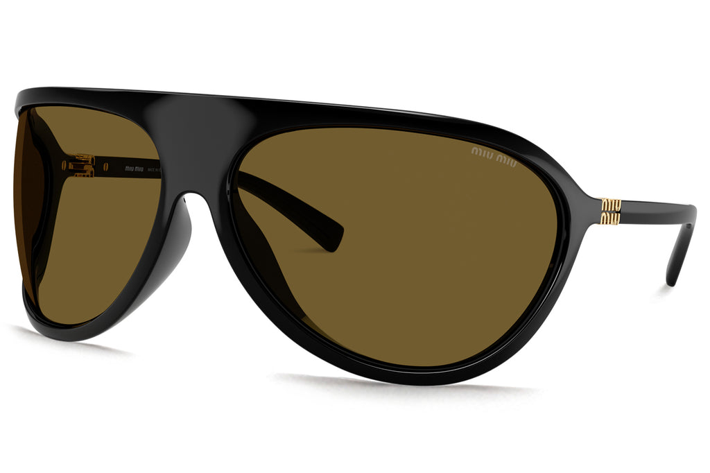 Miu Miu - MU A01S Sunglasses Black with Dark Brown Lenses (1AB01T)