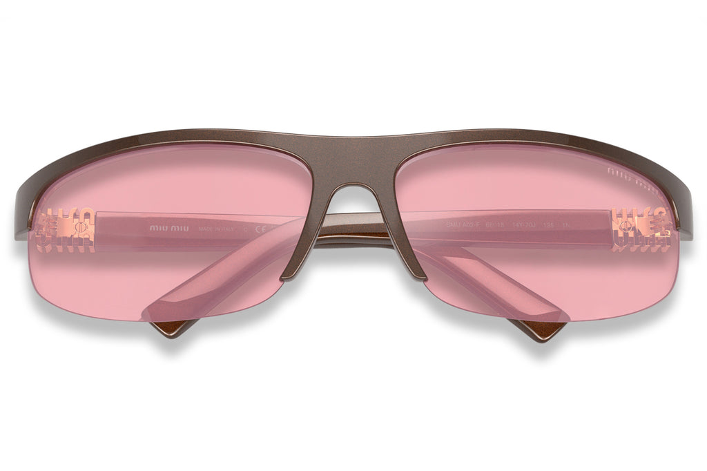 Miu Miu - MU A02SF (Low Bridge Fit) Sunglasses Cocoa with Pink Mirror Lenses (14Y70J)