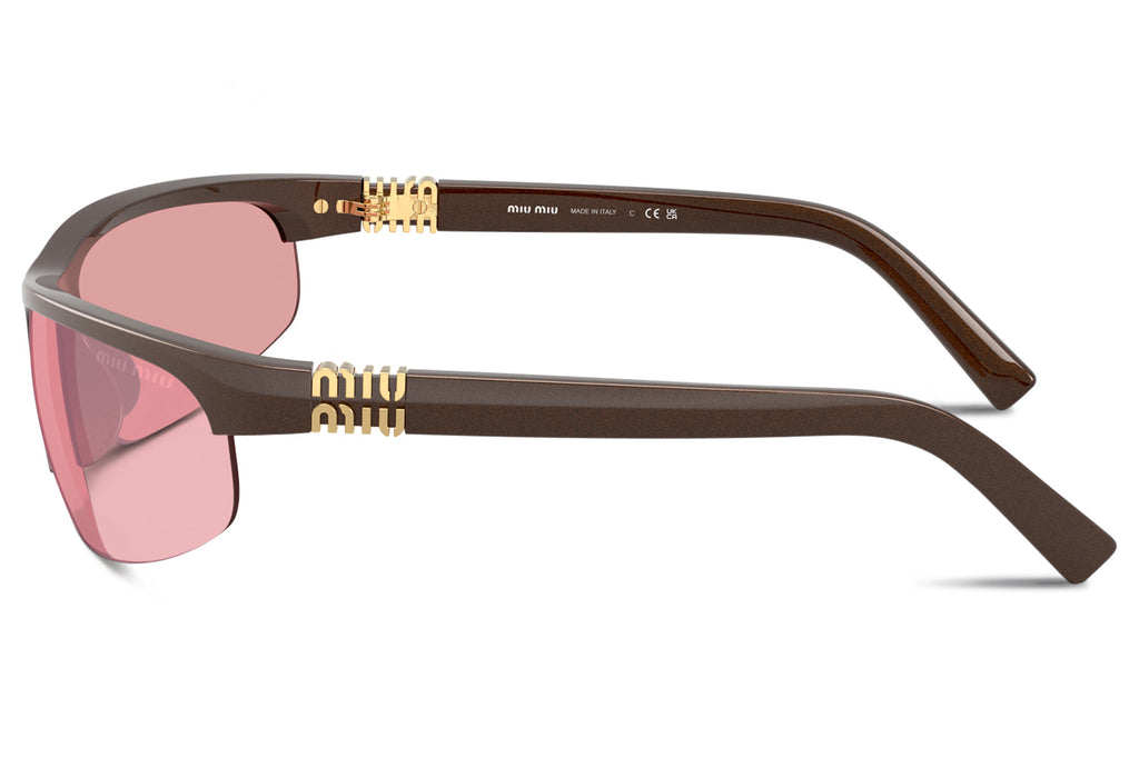 Miu Miu - MU A02SF (Low Bridge Fit) Sunglasses Cocoa with Pink Mirror Lenses (14Y70J)