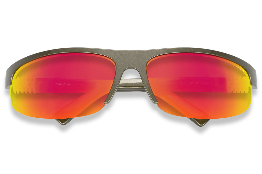 Miu Miu - MU A02SF (Low Bridge Fit) Sunglasses Khaki with Brown Mirror Orange Lenses (17Y5M0)