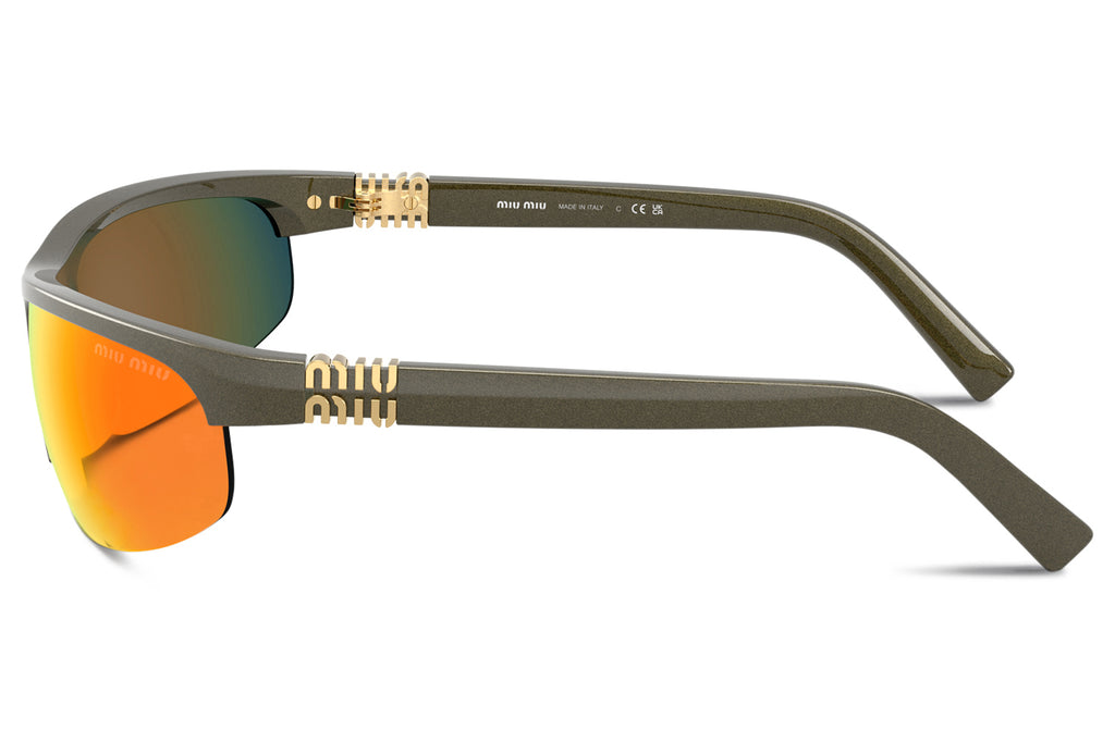 Miu Miu - MU A02SF (Low Bridge Fit) Sunglasses Khaki with Brown Mirror Orange Lenses (17Y5M0)