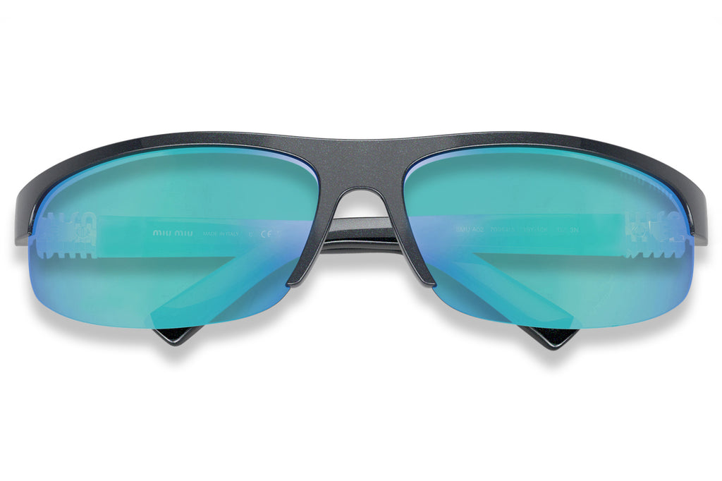 Miu Miu - MU A02SF (Low Bridge Fit) Sunglasses Avio with Light Green Mirror Blue Lenses (19Y10K)
